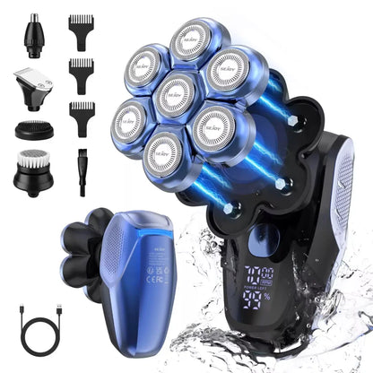 SEJOY 6-in-1 Multifunctional  7D Head Shavers for Bald Men Electric Razor with Nose Hair Trimmer Waterproof Mens Grooming Kit