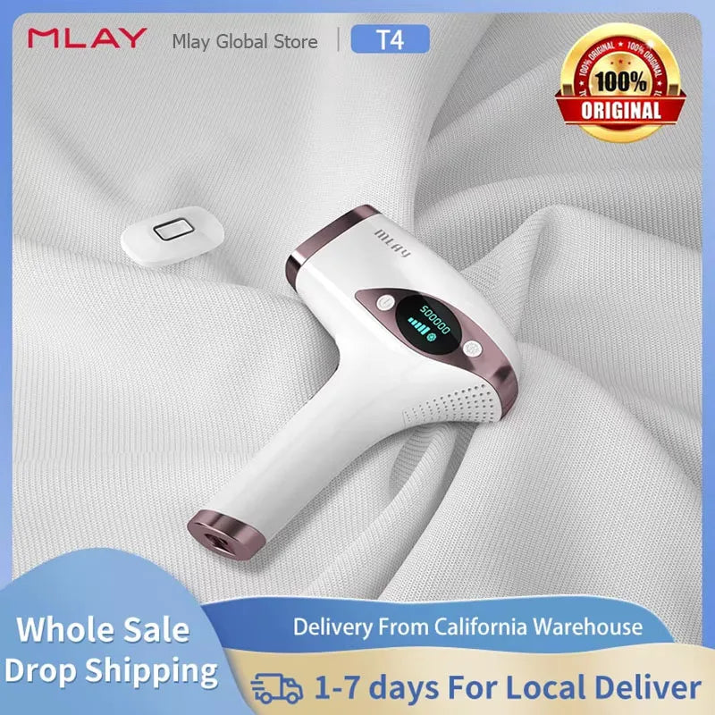 MLAY T4 IPL Laser Handheld Hair Removal Machine Ice Cool Permanent Face Body Bikini Epilator with 500000 Shots for Home Use