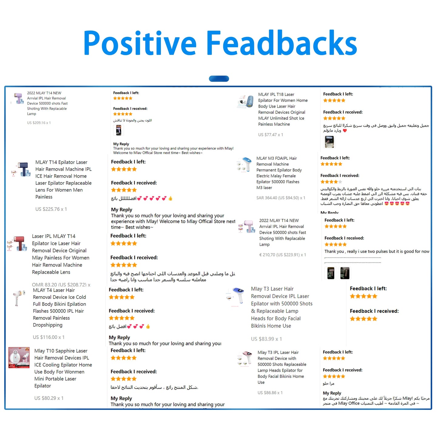 MLAY T4 IPL Laser Handheld Hair Removal Machine Ice Cool Permanent Face Body Bikini Epilator with 500000 Shots for Home Use