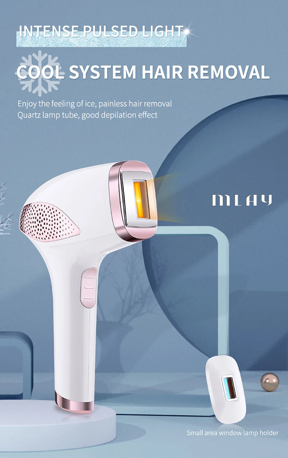 MLAY T4 IPL Laser Handheld Hair Removal Machine Ice Cool Permanent Face Body Bikini Epilator with 500000 Shots for Home Use
