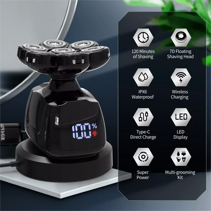 SEJOY 6-in-1 Multifunctional  7D Head Shavers for Bald Men Electric Razor with Nose Hair Trimmer Waterproof Mens Grooming Kit